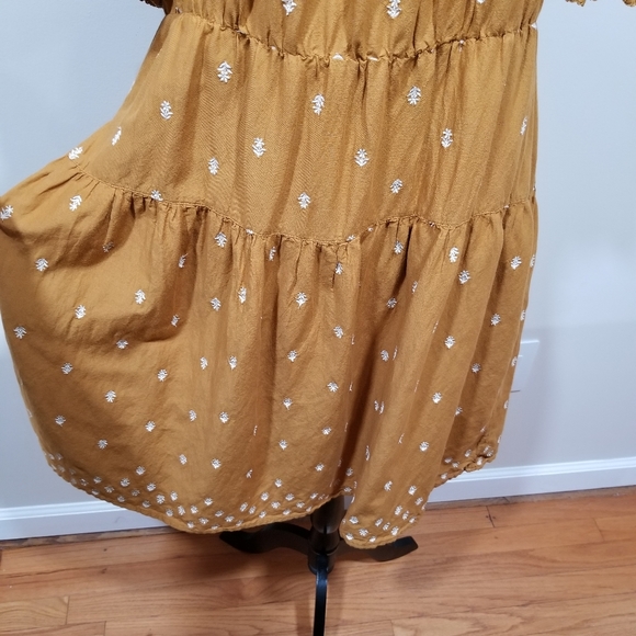 OLD NAVY Boho Off Shoulder Dress Color Ocher SIZE L TALL. - Picture 7 of 17